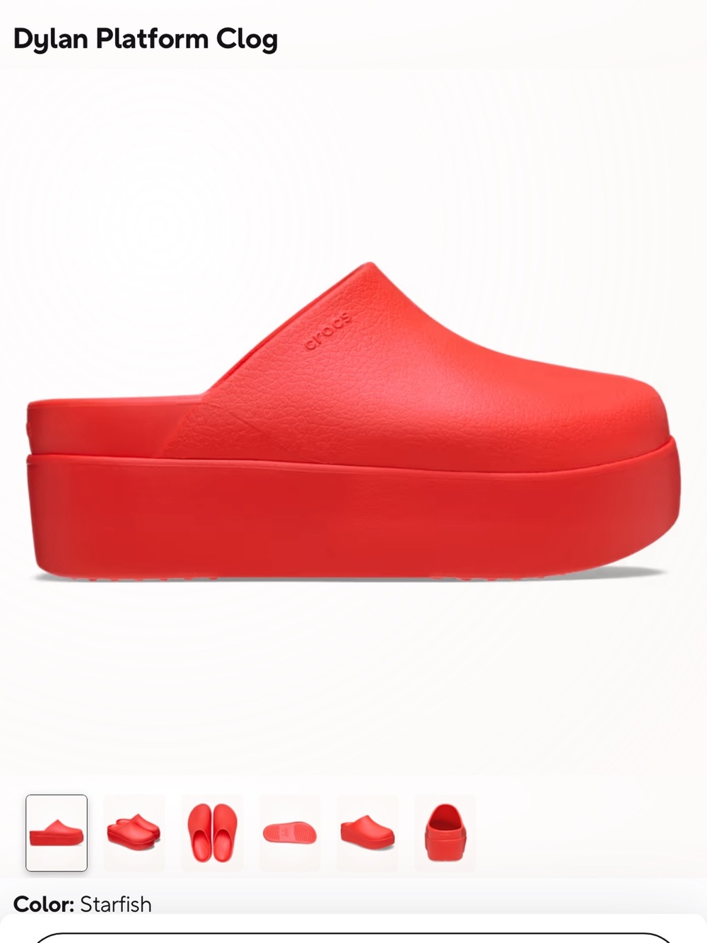 CROCS Dylan Platform Clog in Starfish Red